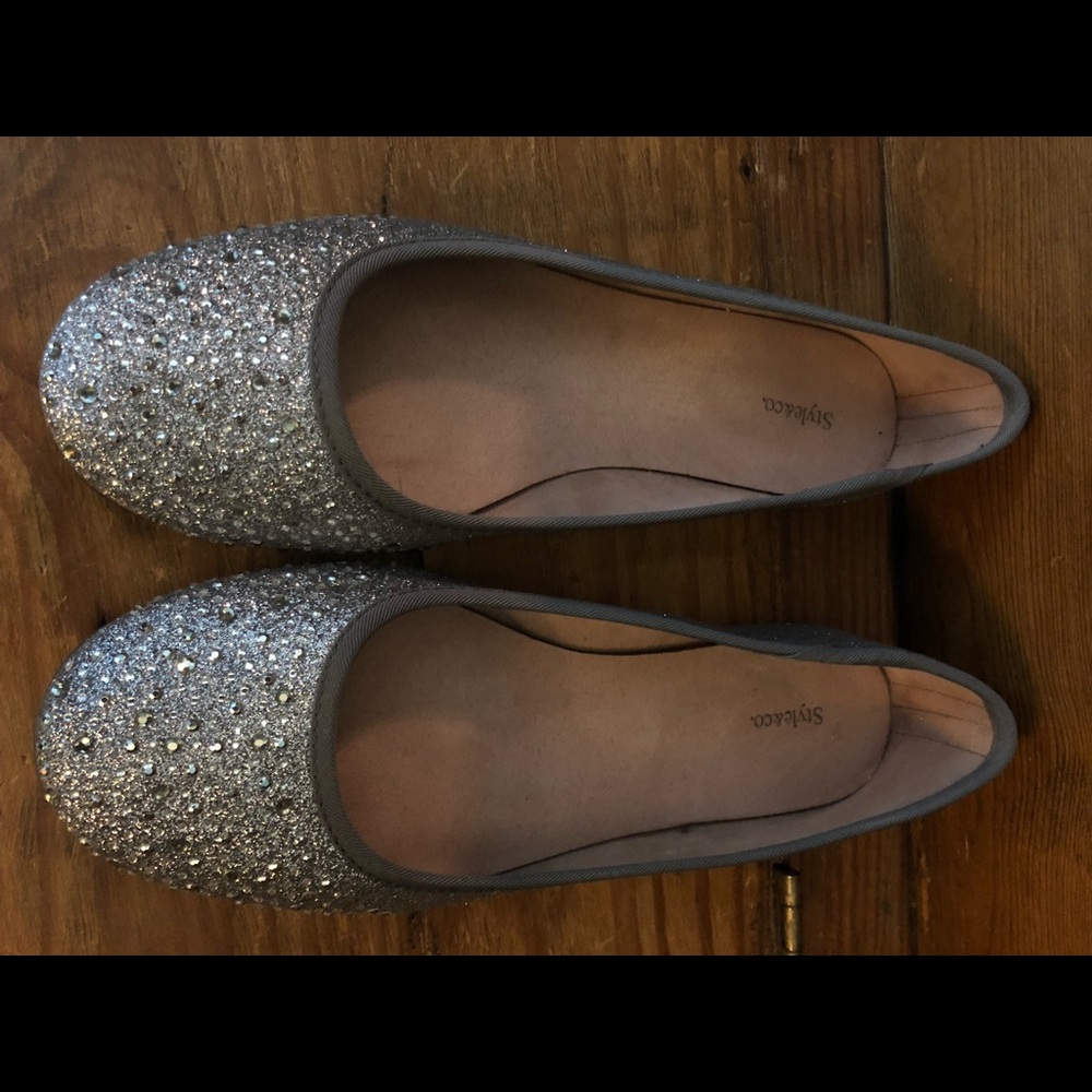 Style & Co Pewter Gray Sparkle Ballet Flats Shoes